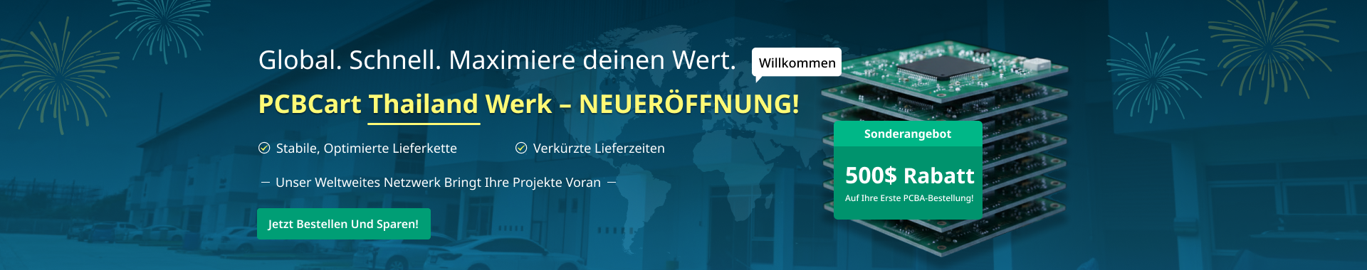 PCBCart Thailand factory opening promotional banner