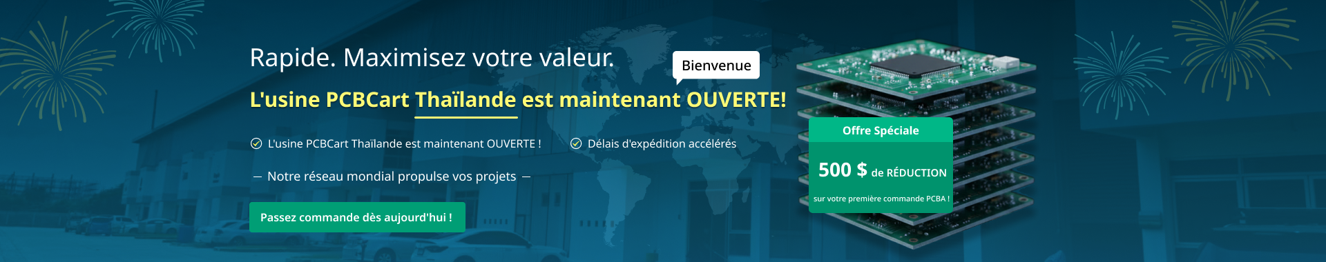 PCBCart Thailand factory opening promotional banner