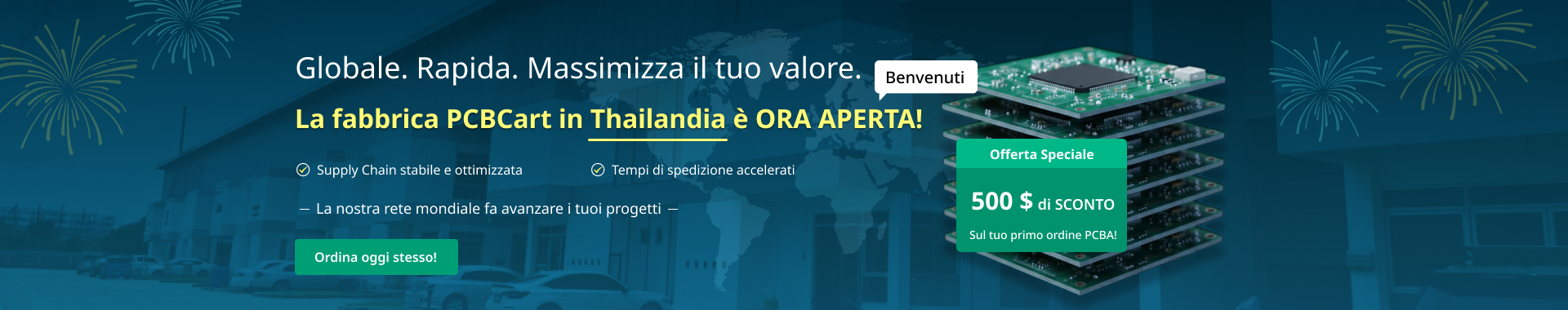 PCBCart Thailand factory opening promotional banner