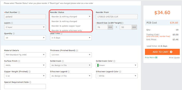 Reorder Bare Board PCBs Without Tooling Cost | PCBCart