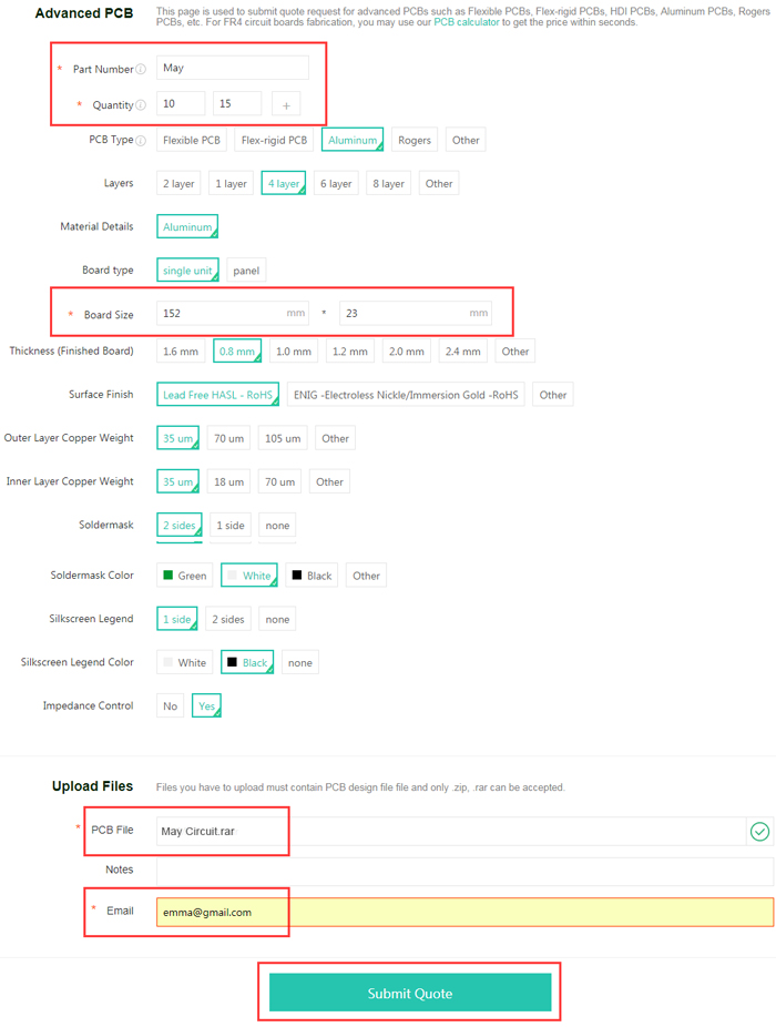 How to Quote and Order Advanced PCB Manufacturing Services | PCBCart