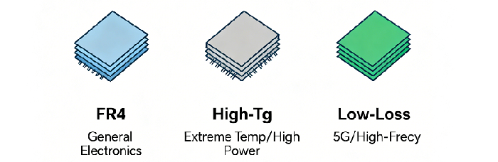 FR4 vs High-Tg vs Low-Loss Laminates - Application Scenarios Comparison