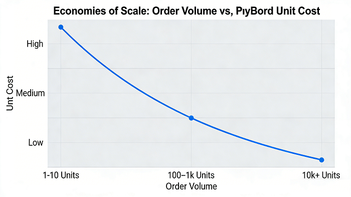 PCB Unit Cost vs. Order Volume Trend Chart
