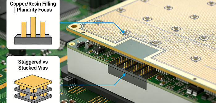 Filled vs unfilled microvias - BGA pad, Staggered/Stacked Vias