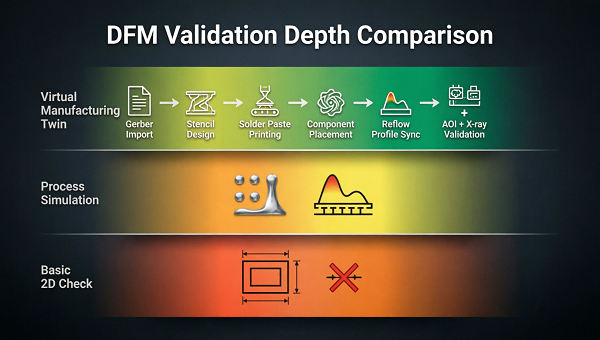 DFM check levels comparison for PCB manufacturing