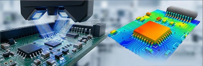 3D AOI system performing volumetric solder joint profile analysis on a PCB