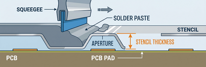 SMT solder paste printing cross-section diagram