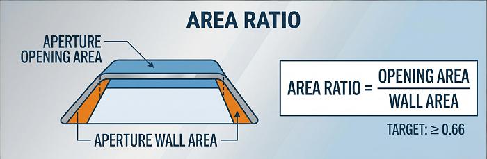 Stencil aperture area ratio calculation and formula