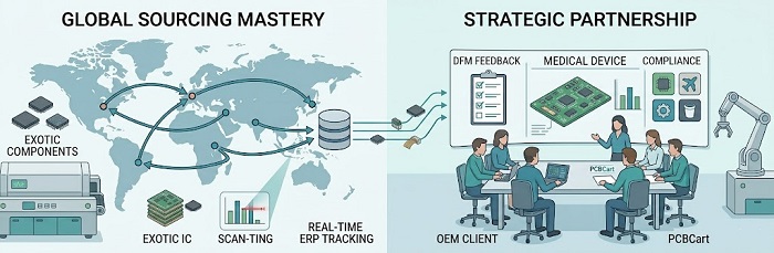Visualization of global component sourcing network and engineering-driven strategic partnership