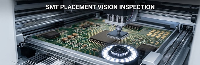 SMT Vision Inspection: High-speed camera alignment for precise IC placement.