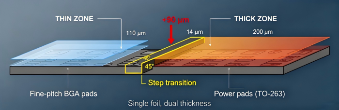 Step-Stencil Printing for Mixed-Pitch Power Electronics | PCBCart