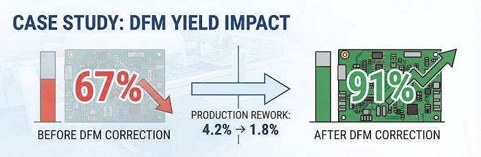 NPI yield comparison before and after DFM