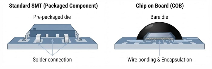 COB vs. SMT assembly comparison