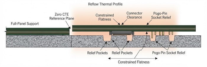 Synthetic stone reflow fixture with panel support