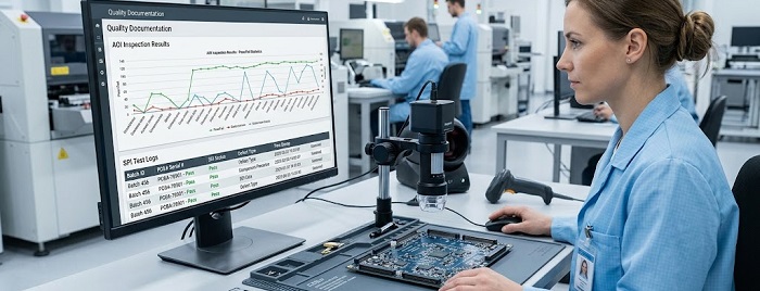 Quality documentation review and PCBA test logs dashboard