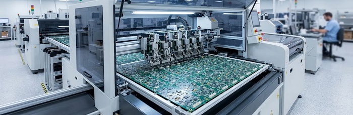 SMT pick and place machine assembling PCBA panel