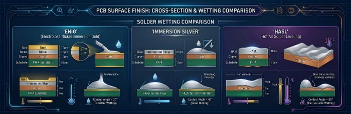 PCB Surface Finish: Cross-Section & Wetting Comparison | PCBCart