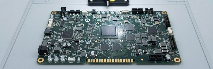 Assembled PCB ready for testing