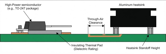 Thermal pad and heatsink clearance diagram