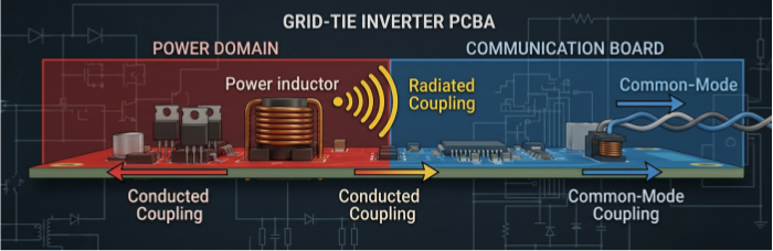 Power‑to‑Communication EMI Noise Coupling Paths | PCBCart