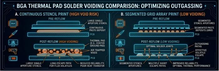 Segmented vs. Continuous Ground Pad Paste Deposit | PCBCart