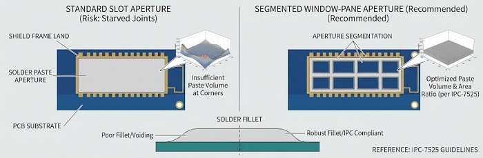 Shield frame stencil segmentation