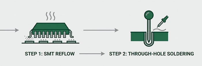 SMT and THT process sequence flowchart