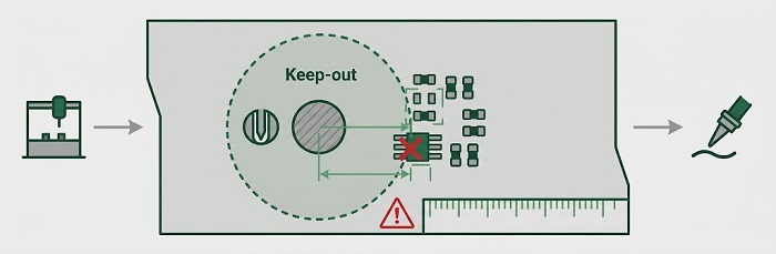 PCB component keep out zone clearance