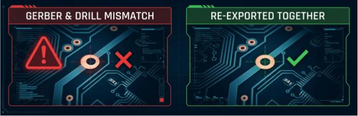 Gerber vs. Drill Mismatch Comparison Diagram | PCBCart