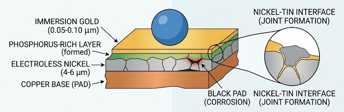 ENIG multi-layer plating structure