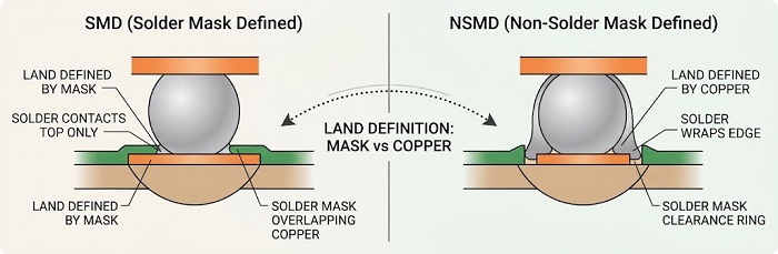SMD vs NSMD BGA pads
